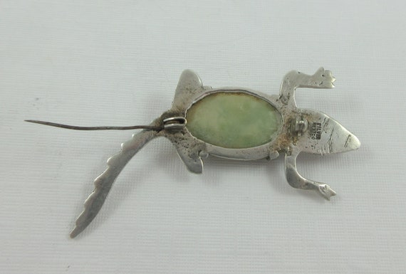 Early Mexico Sterling Silver Alligator Green Ston… - image 6