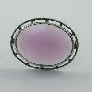 Art Deco Sterling Zilver Paars Glas Open Broche
