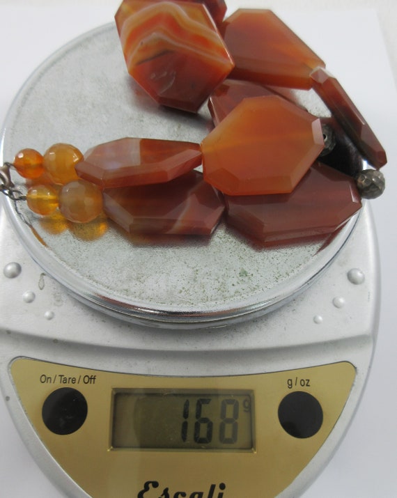 Statement Dark Red Orange Agate Slab Necklace w. … - image 9