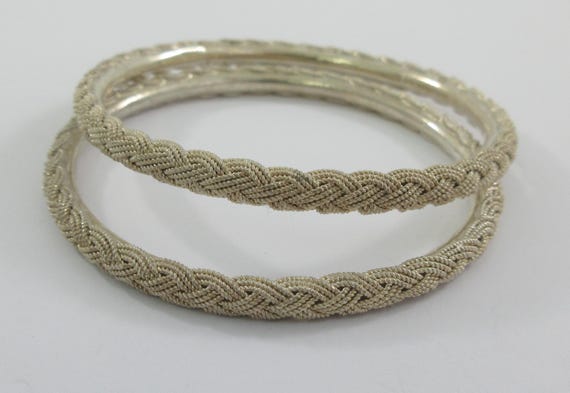 Sterling Silver Braided Bangle Bracelets - image 3