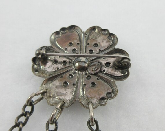 Signed JERAY Silver Tone Chatelain Style Owl Roos… - image 8