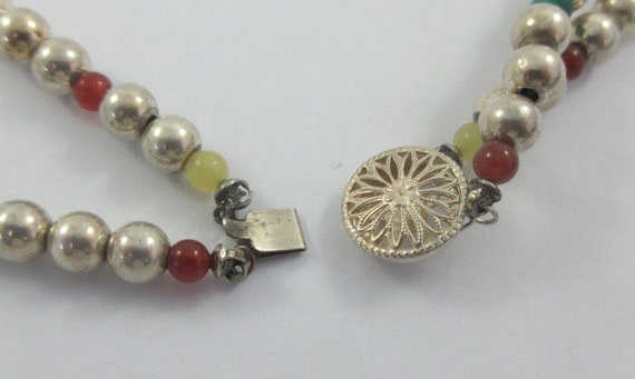 Statement Sterling Silver Malachite Sodalite Bead… - image 9