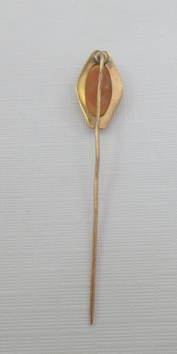 10k Yellow Gold Etched Cameo Hat Pin - image 6