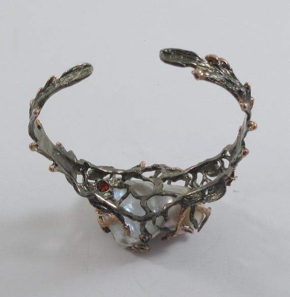 Statement Large Sterling Silver Baroque Pearls Mu… - image 10