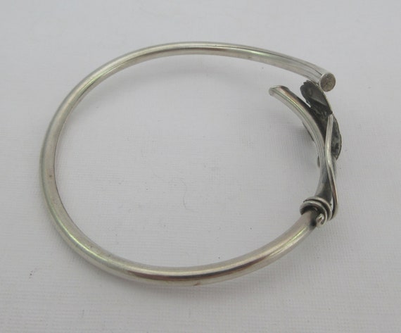 Antique Sterling Silver Ivy Bangle Bracelet - image 5