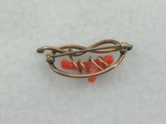 Antique Victorian 10k Gold Coral Love Knot Branch… - image 6