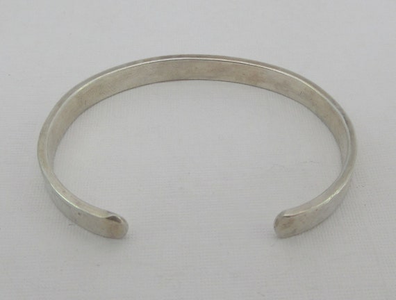 Sterling Silver Hammered Simple Cuff Bracelet - image 5