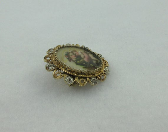 Small Victorian 800 Silver Hand Painted Religious… - image 2