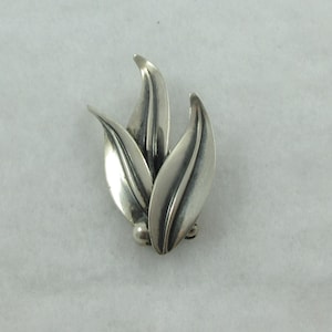 Denmark Signed NE From Sterling Silver Leaves Brooch
