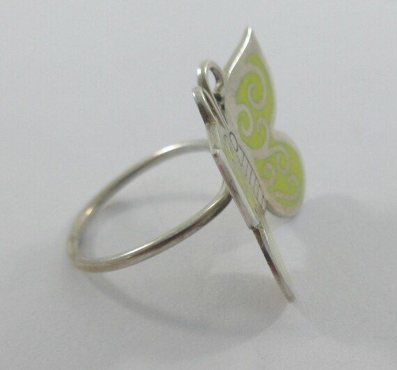 Adjustable Sterling Silver Enameled Butterfly Toe… - image 5