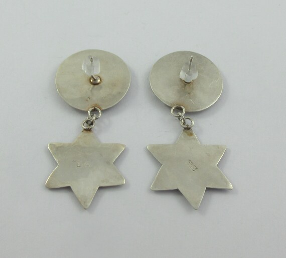 Sterling Silver Moon Star Stud Dangle Earrings - image 6
