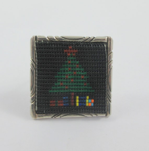 Southwestern Sterling Silver Beaded Christmas Tre… - image 1