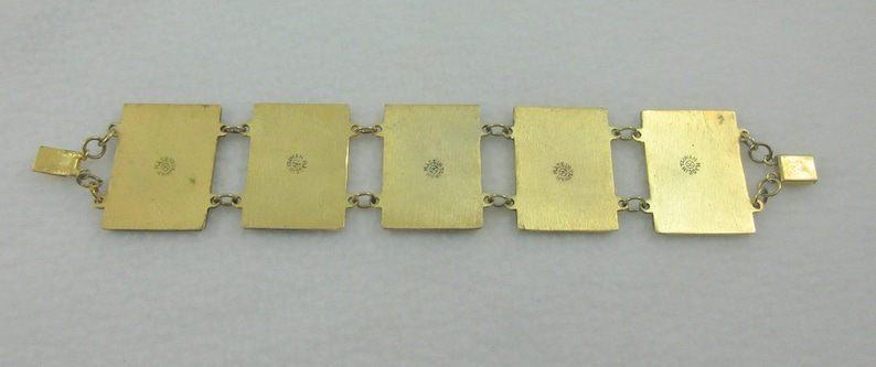 Sale Beautiful Wide Signed Robert Kuo Enamel Cloissone Bracelet 5 Panels