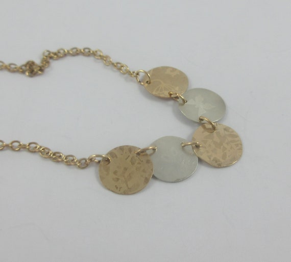 Holly Yashi Gold Silver Tone Floral Discs Necklace - image 5