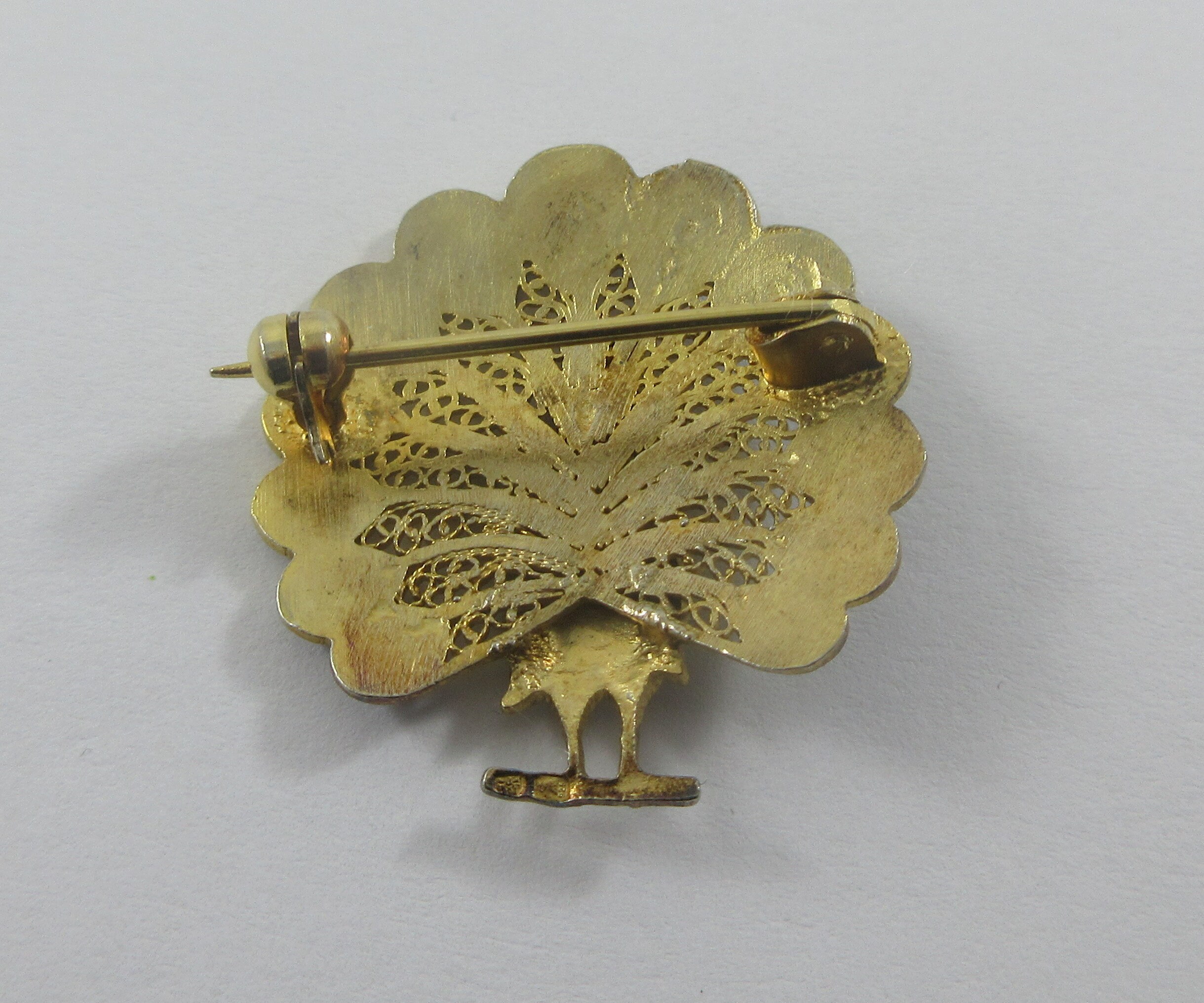 Broche Paon En Argent Filigrané - Format XXL (38x80mm) - Occasion - Pièce Artisanale En Argent Massif 925
