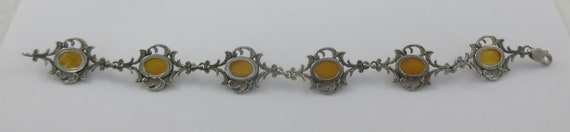 Art Nouveau Style Sterling Silver Amber Bracelet - image 6