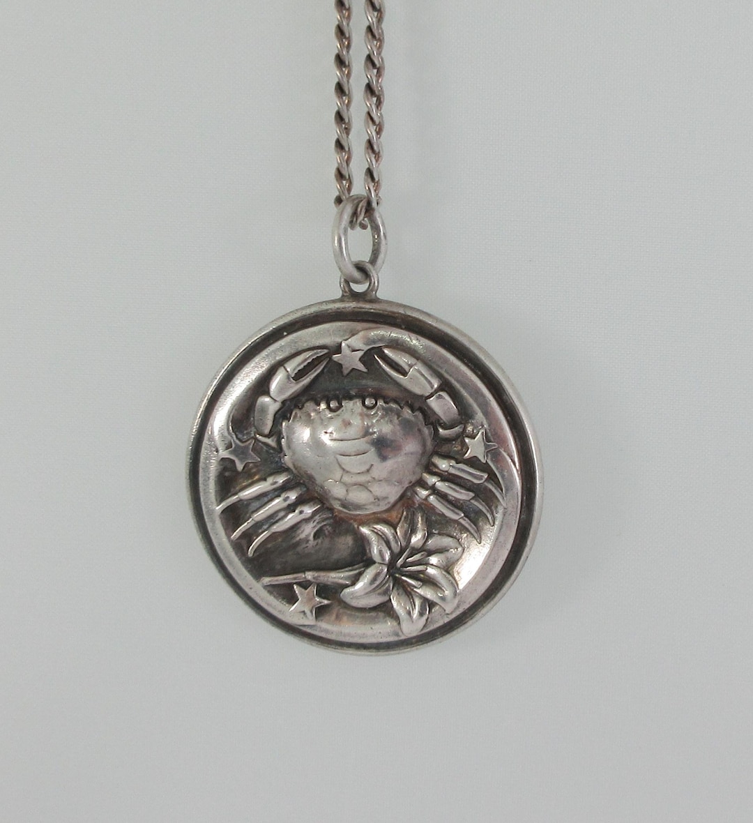 Mid Century Georg Jensen USA #307 Sterling Silver Cancer Zodiac