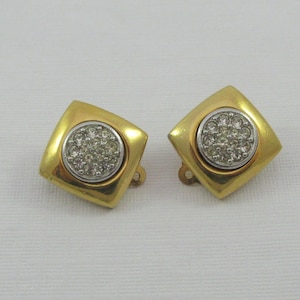 Givenchy Gold Tone Geometric Rhinestone Clip-On Earrings