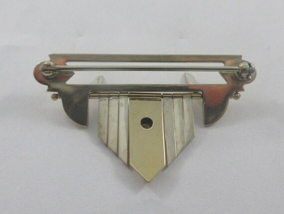 Modernist Signed Sterling Silver 14k Yellow Gold … - image 8