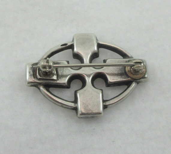 Victorian Sterling Silver Jasper Cross Oval Brooch - image 6
