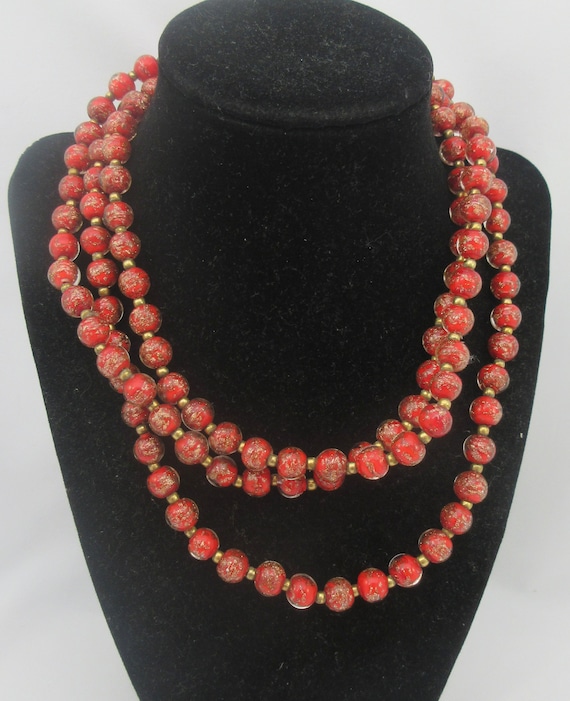 Long 52.5 Red Murano Glass Beads Sommerso Art Etsy