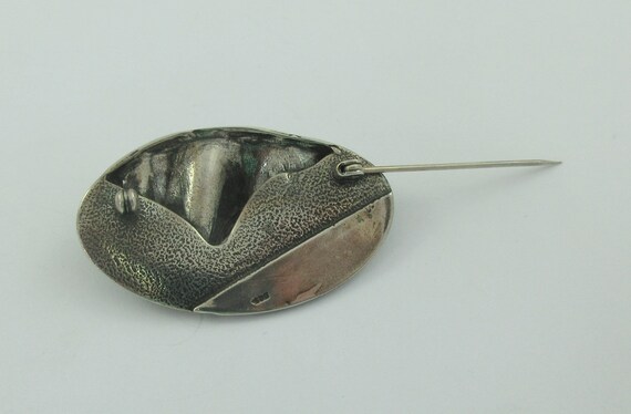 Sterling Silver Wavy Modernist Abstract Brooch - image 6