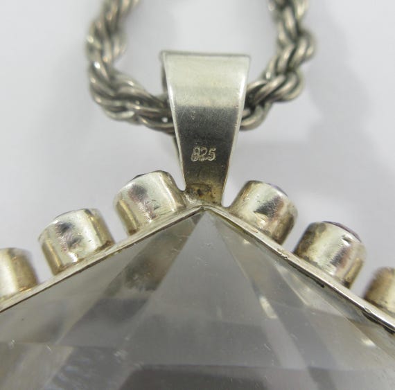 Large Sterling Silver Hexagonal White Quartz Amet… - image 9