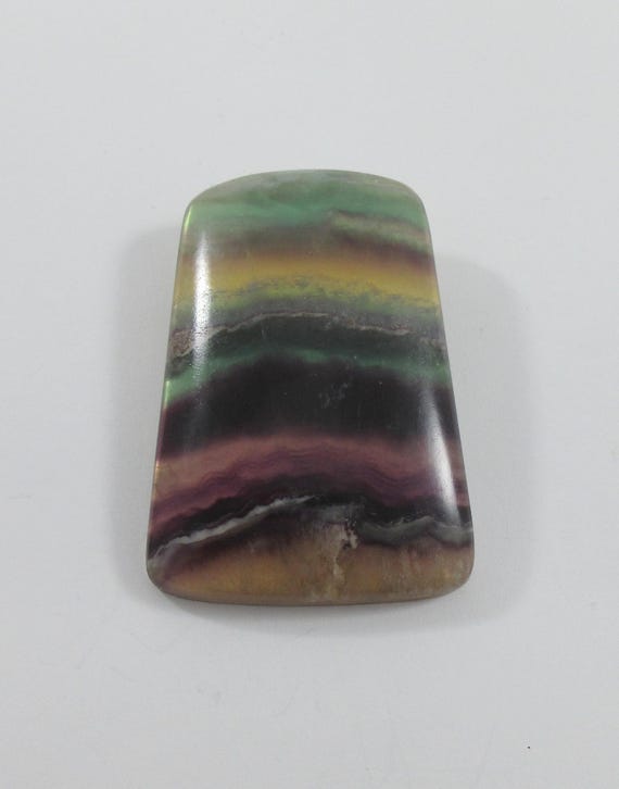 Rainbow Fluorite Slab Sterling Silver Brooch