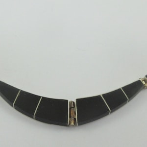 Articulated Mexico 950 Silver Onyx Choker Necklace