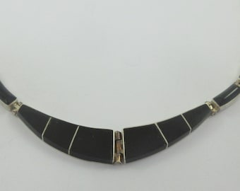 Articulated Mexico 950 Silver Onyx Choker Necklace