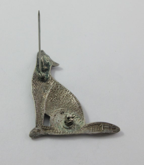 Sterling Silver Stylized Patterned Wolf Brooch or… - image 7