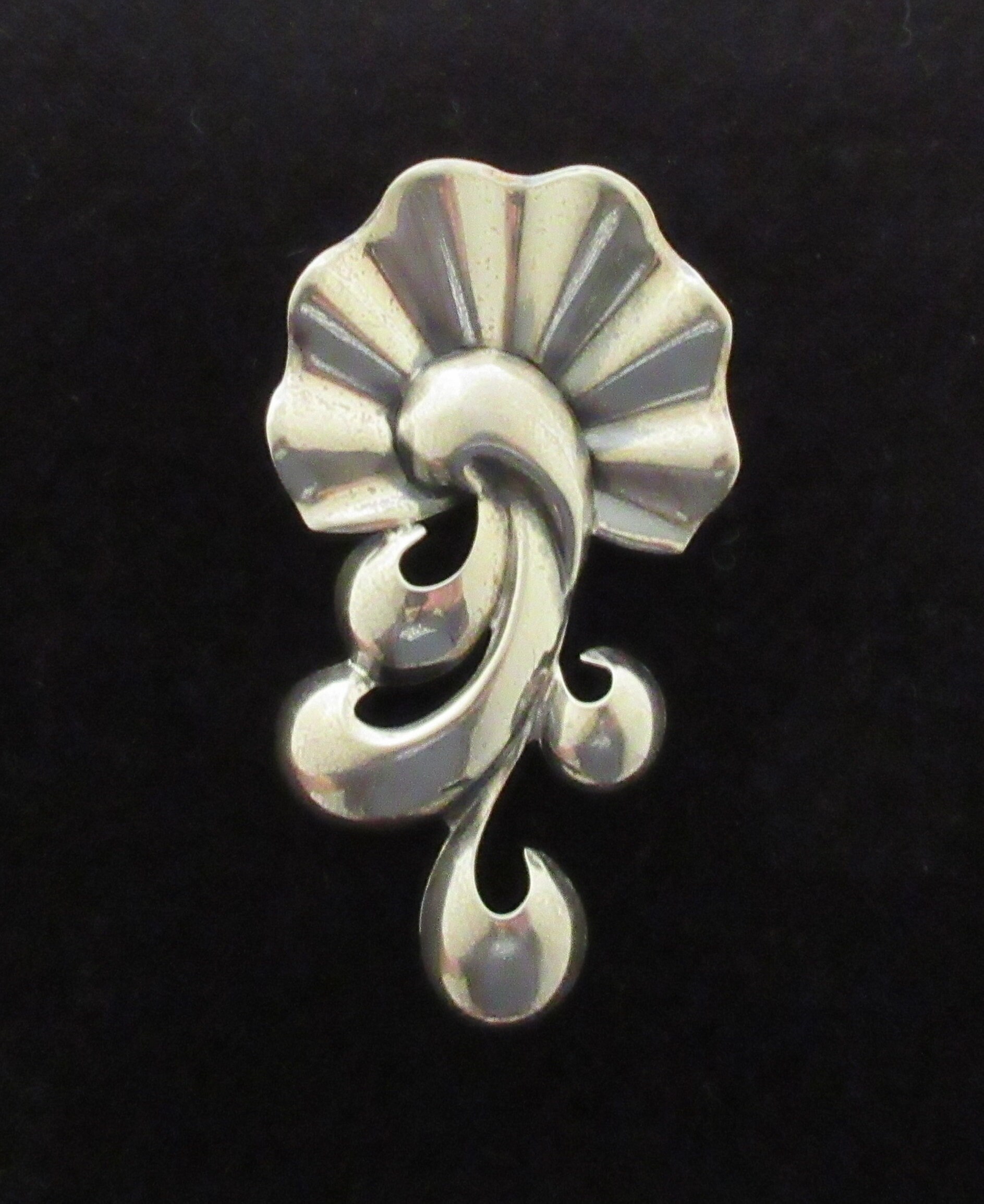 Sale Signed Sterling Silver Floral Abstract Brooch Etsy