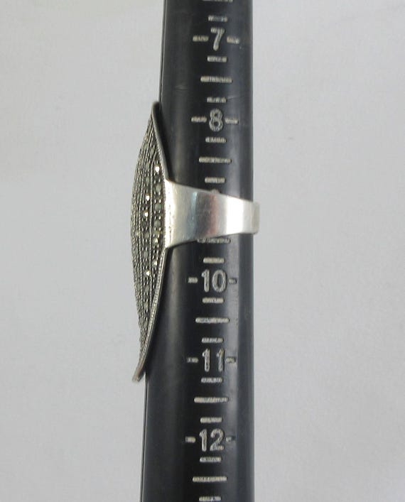 Statement Sterling Silver Marcasite Ring- Size 9 - image 10