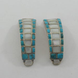 Southwestern Sterling Silver Turquoise Mother of Pearl Mosaic Watch Band