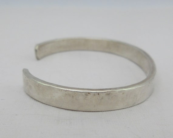 Sterling Silver Hammered Simple Cuff Bracelet - image 4