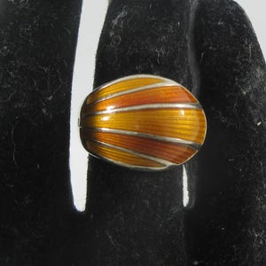 Norway David Andersen Sterling Silver Yellow Orange Enamel Adjustable Dome Ring- Size 6