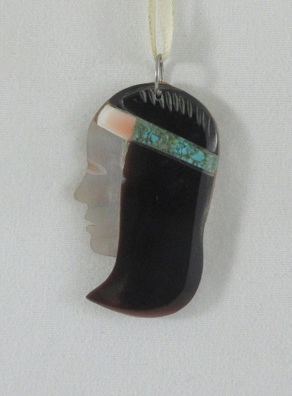 Southwestern Shell Turquoise Abalone Face Pendant 