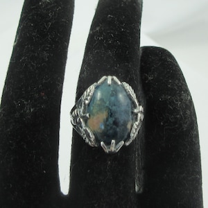 Art Nouveau Style Sterling Silver Blue Stone Ring - size 4.5