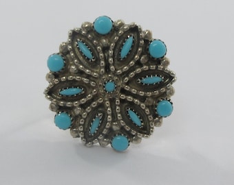 Zuni Carrie Lalio Sterling Silver Turquoise Coral Mother of Pearl