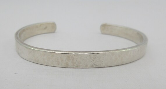 Sterling Silver Hammered Simple Cuff Bracelet - image 3