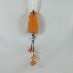 875 Silver Honey Amber Beads Chatelaine Pendant