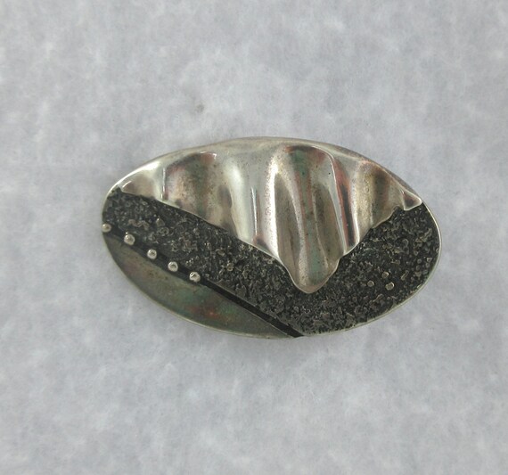 Sterling Silver Wavy Modernist Abstract Brooch - image 5