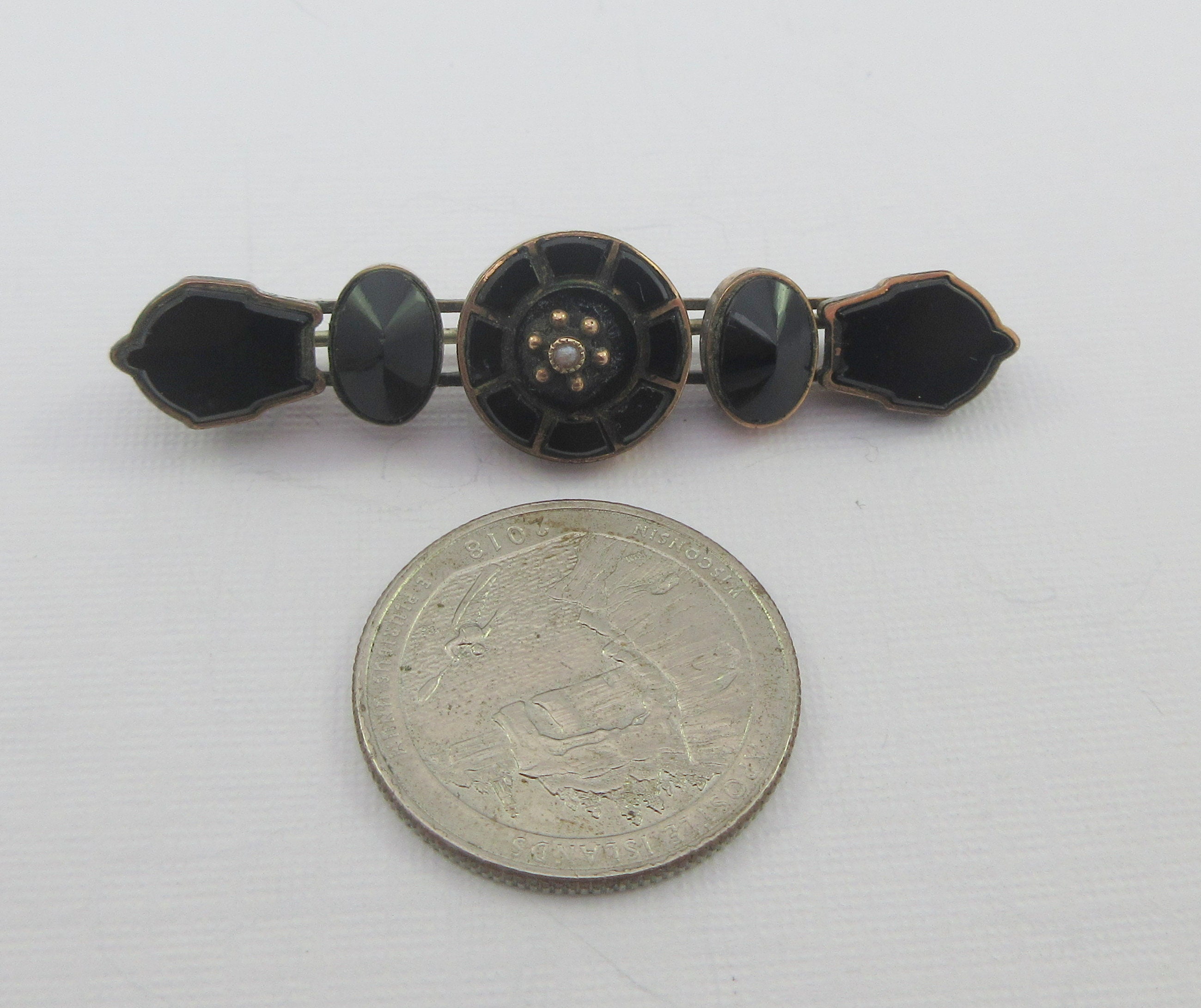 Antique Seed Pearl Starburst Brooch, Victorian Estate  Antique Victorian Sterling, Glass & Seed Pearl Brooch display picture 1