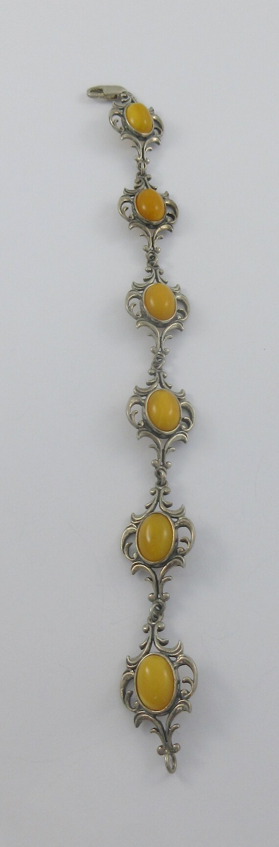 Art Nouveau Style Sterling Silver Amber Bracelet - image 7