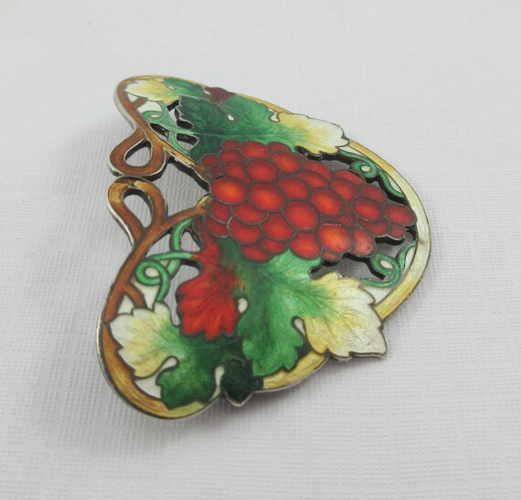 Antique Large Art Nouveau Sterling Silver Enamel … - image 3