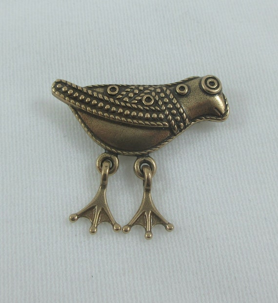 Kalevala Koru Bronze Brooch Bird of Hattula Finla… - image 1