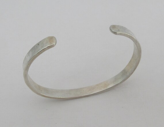 Sterling Silver Hammered Simple Cuff Bracelet - image 6