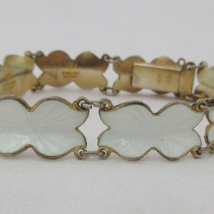 Norway Gold over Sterling Silver White Enamel Guilloche Bows/Leaves Bracelet
