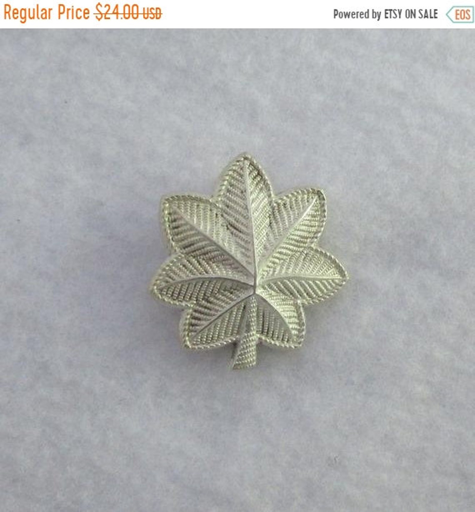 WW2 Sterling Silver Insignia Collar Pin Oak Leaf Brooch | Etsy