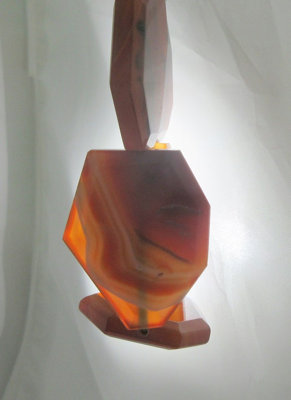 Statement Dark Red Orange Agate Slab Necklace w. … - image 8